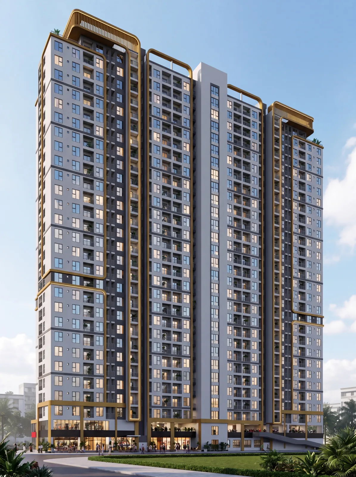 Phối cảnh minh họa mặt ngoài tòa CT1A Marquee Homes