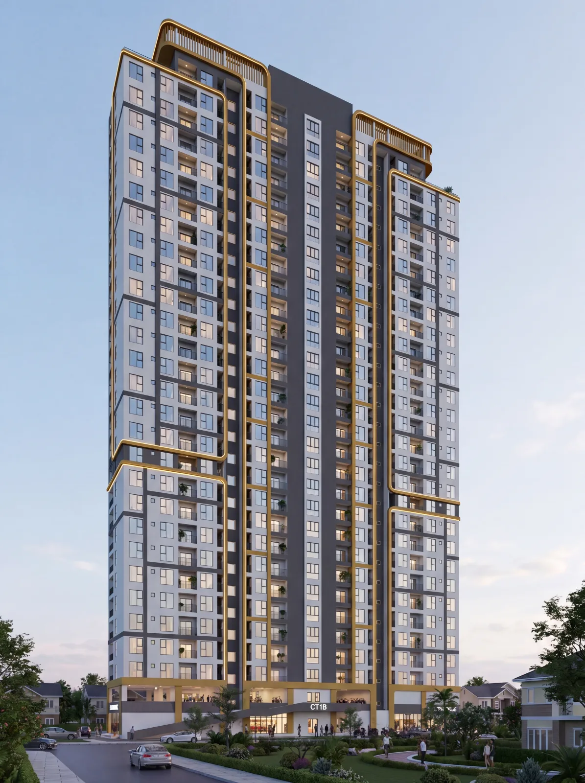 Phối cảnh minh họa mặt ngoài tòa CT1B Marquee Homes