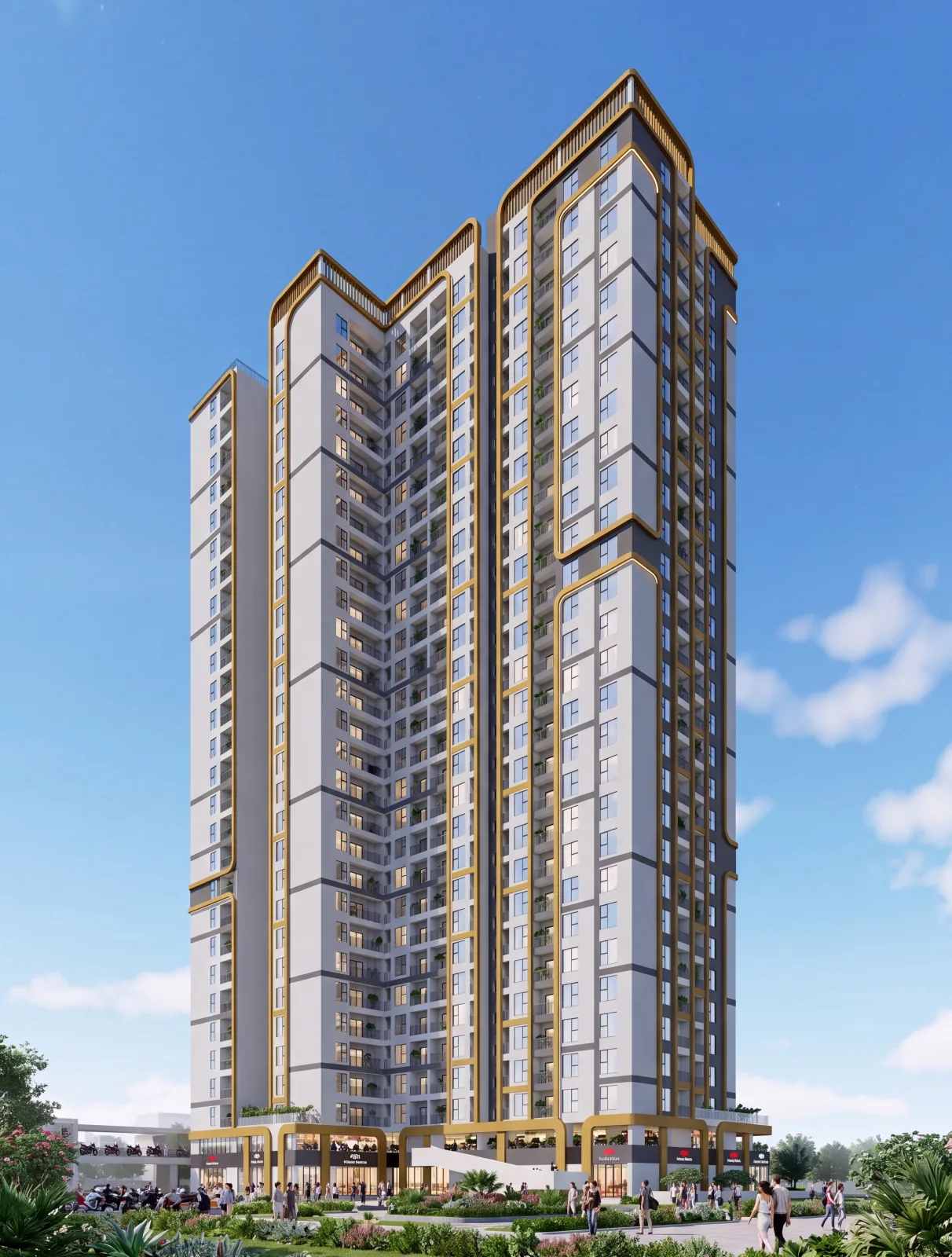 Phối cảnh minh họa mặt ngoài tòa CT2A Marquee Homes