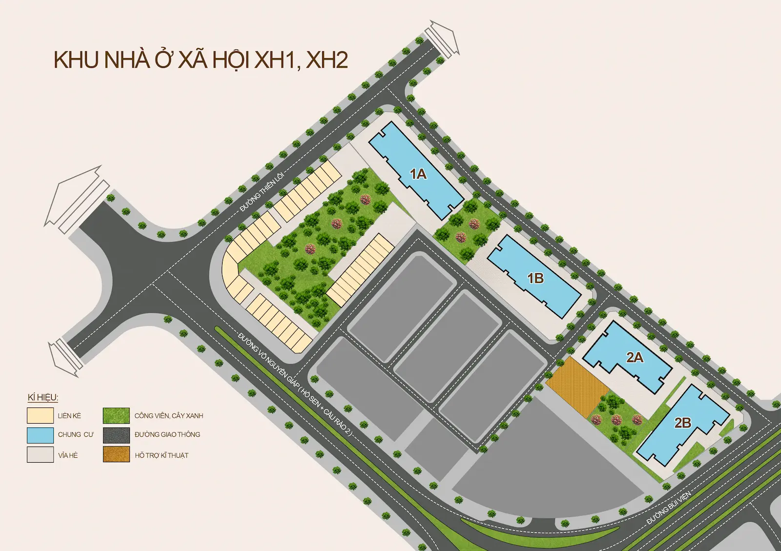 Sơ đồ tổng thể Marquee Homes cho thấy khối 2B ở phía đường Bùi Viện